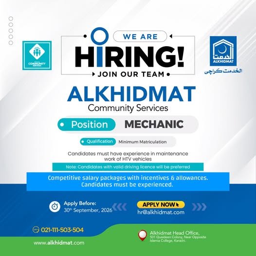 Alkhidmat Karachi Jobs Announces 2026 Apply Today