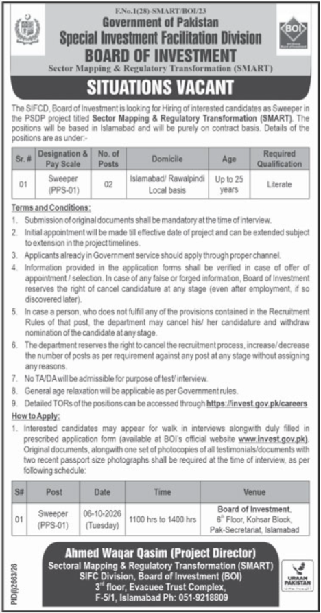 Government of Pakistan Board Of Revenue Jobs 2026