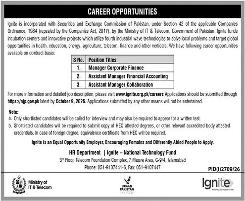 Ignite National Technology Fund Jobs 2026
