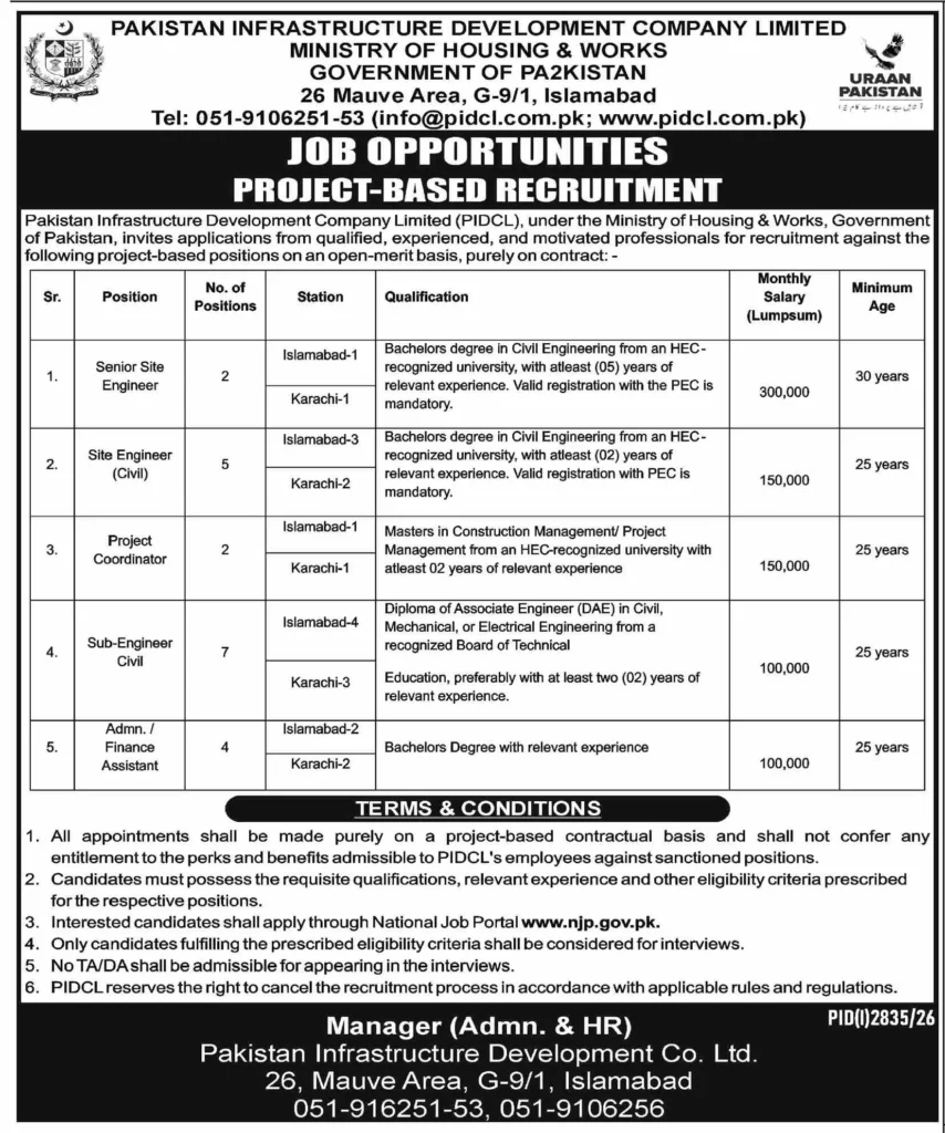 PIDCL Jobs 2026 New Government Openings