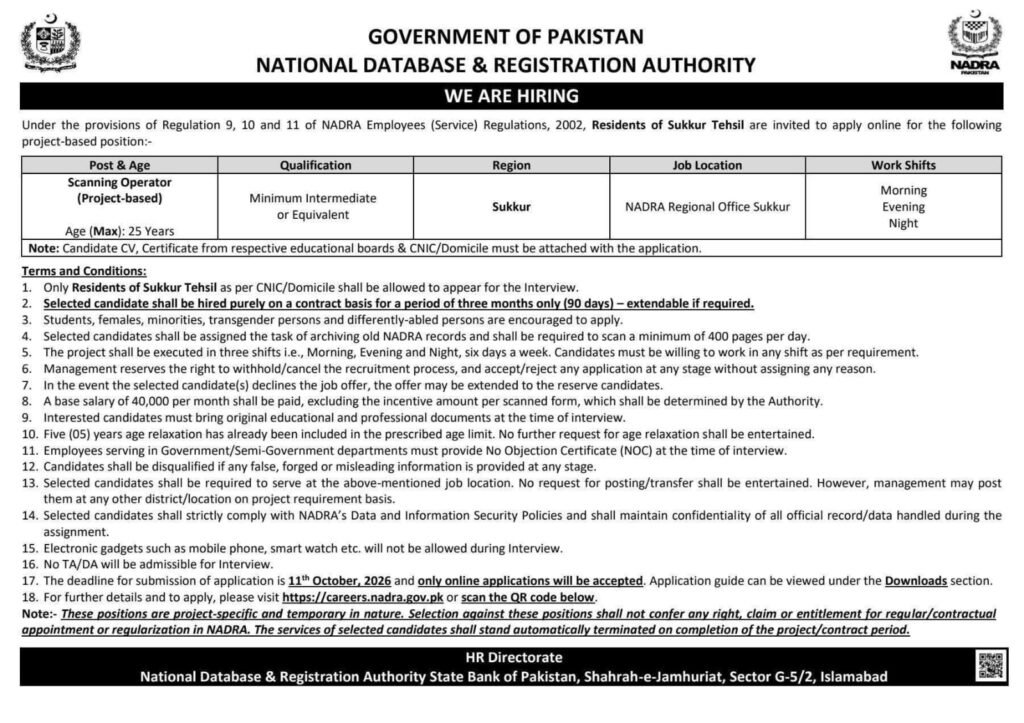 National Database and Registration Authority NADRA Jobs 2026