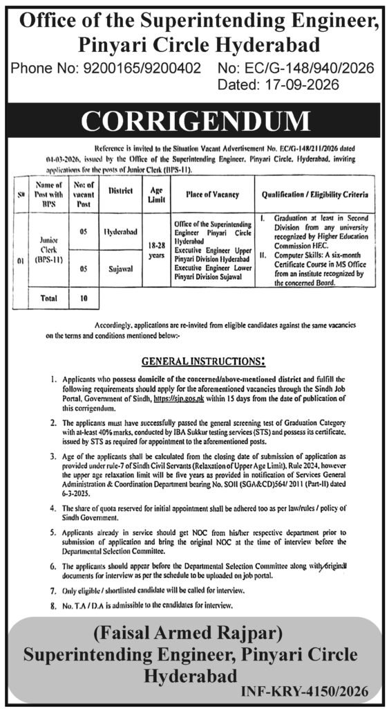 Superintending Engineer Office Hyderabad Jobs 2026