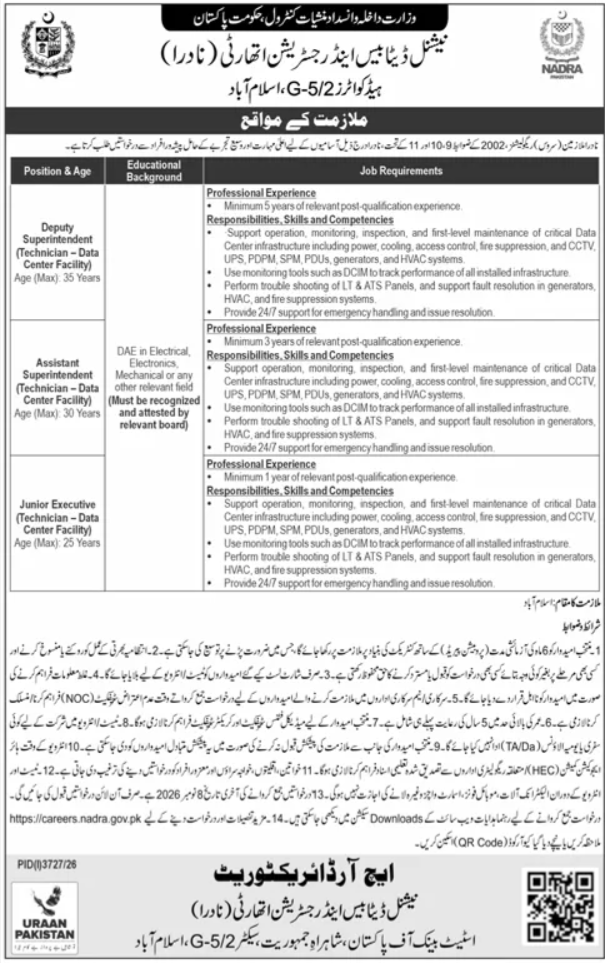 NADRA National Database & Registration Authority Jobs 2026